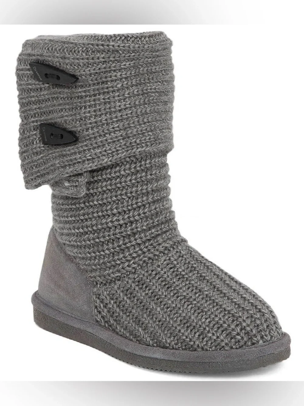 BearPaw Women’s Gray Knitted Tall Sweater Boots 6